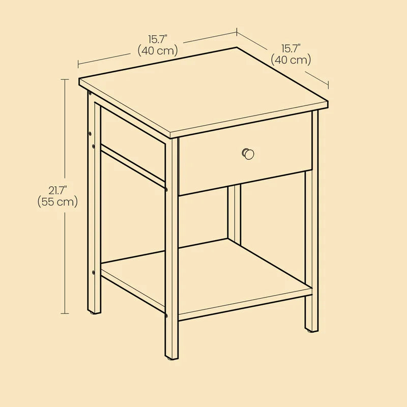 Table with Drawer and Shelf – Modern Nightstand for Bedroom & Living Room