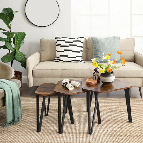 Nesting Coffee Table Set of 3 – Modern Stacking End Tables for Living Room
