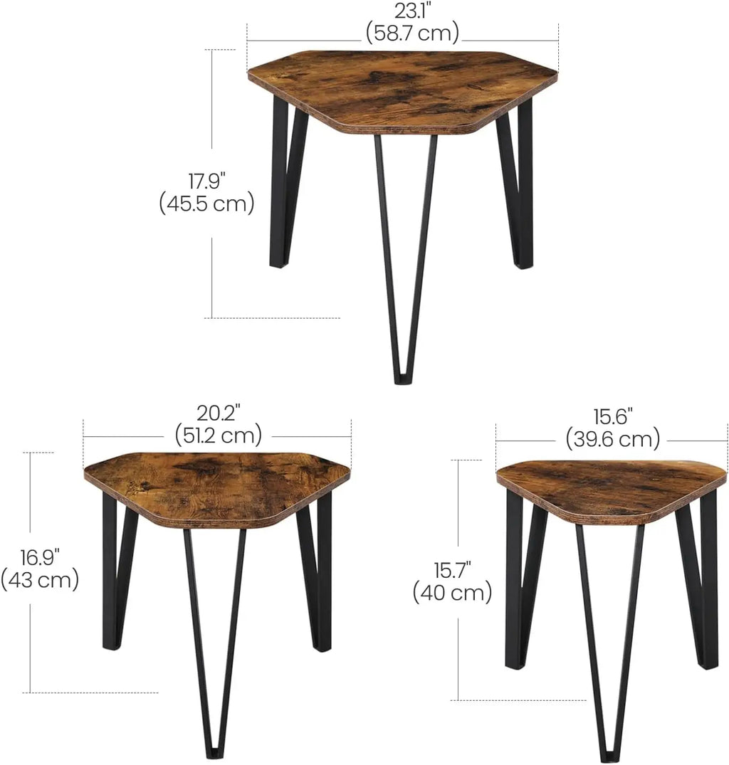 Nesting Coffee Table Set of 3 – Modern Stacking End Tables for Living Room