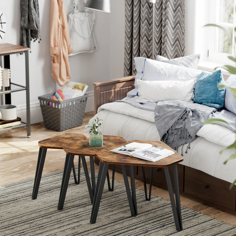 Nesting Coffee Table Set of 3 – Modern Stacking End Tables for Living Room