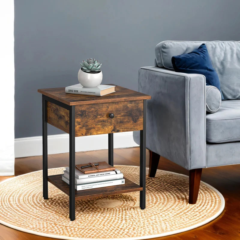 Table with Drawer and Shelf – Modern Nightstand for Bedroom & Living Room