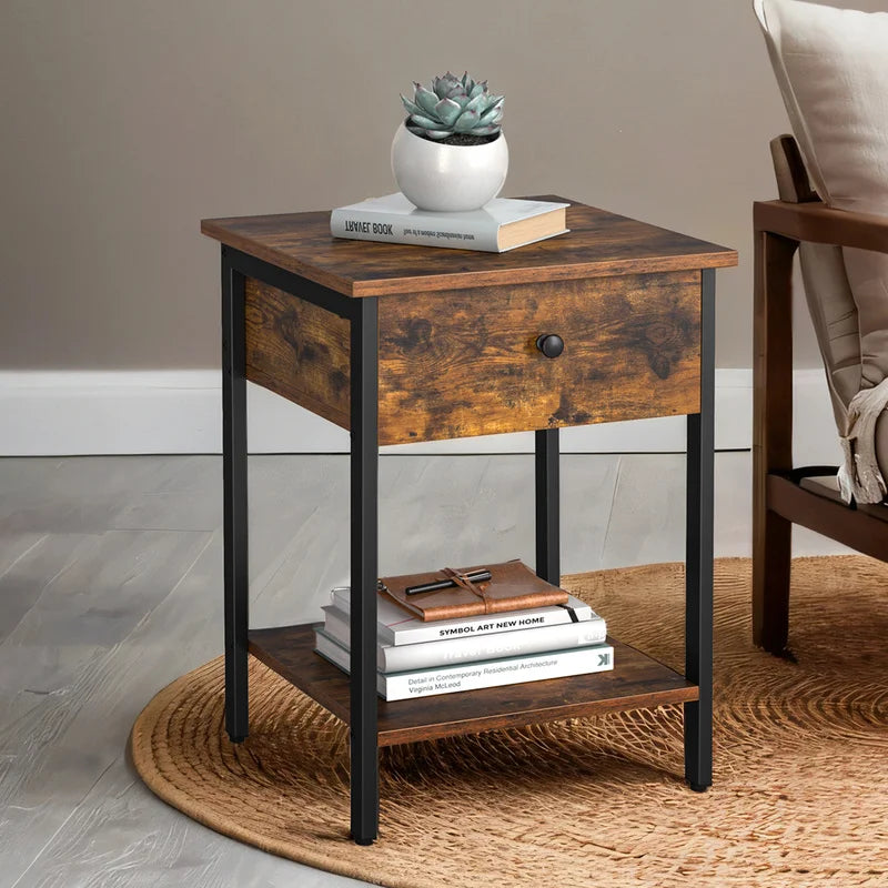 Table with Drawer and Shelf – Modern Nightstand for Bedroom & Living Room