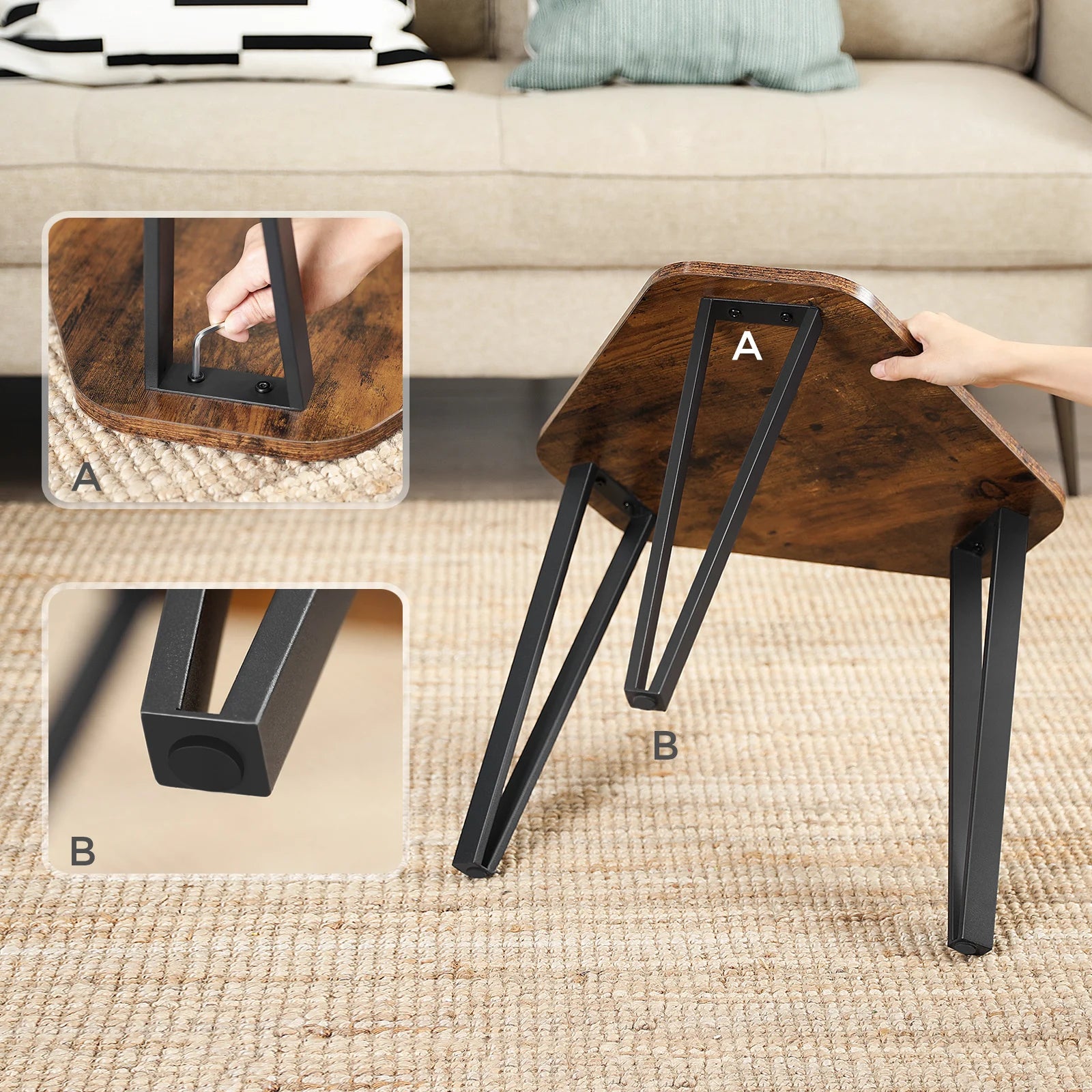 Nesting Coffee Table Set of 3 – Modern Stacking End Tables for Living Room