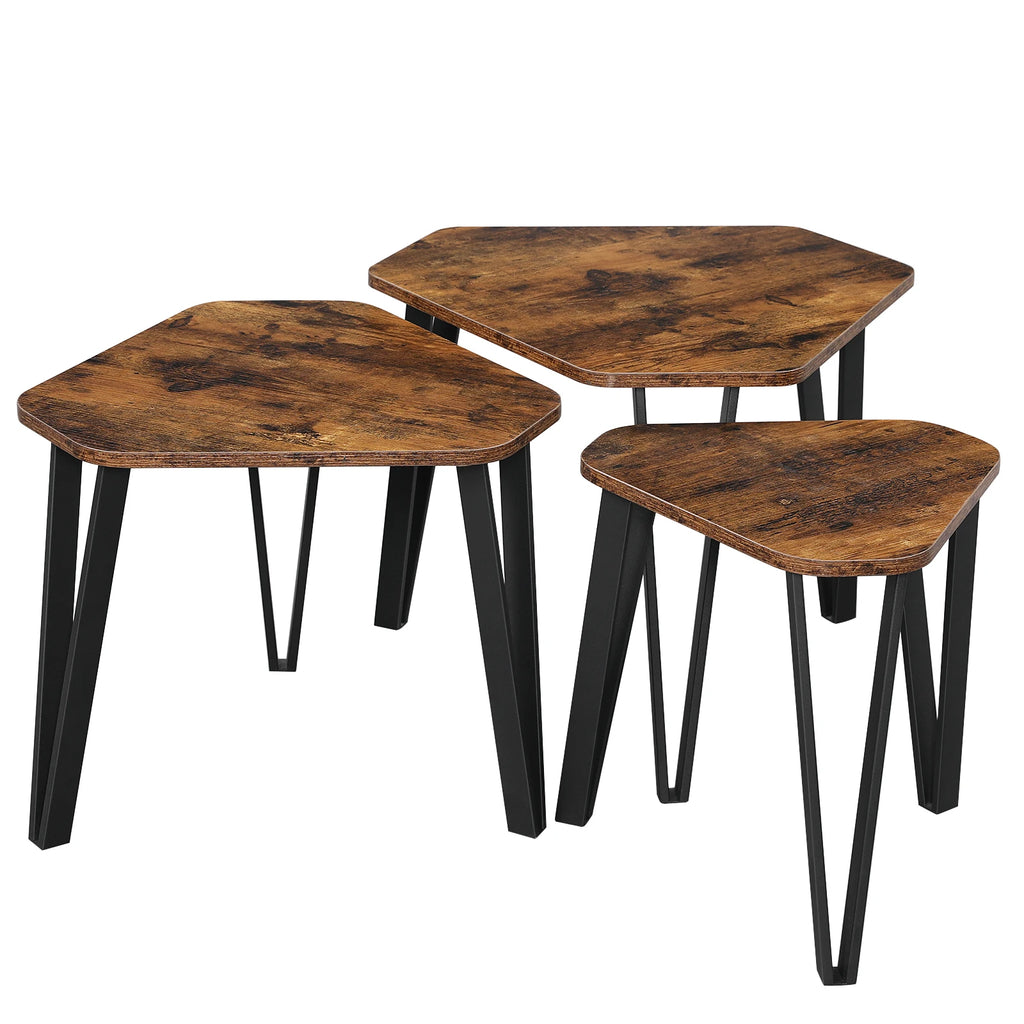 Nesting Coffee Table Set of 3 – Modern Stacking End Tables for Living Room