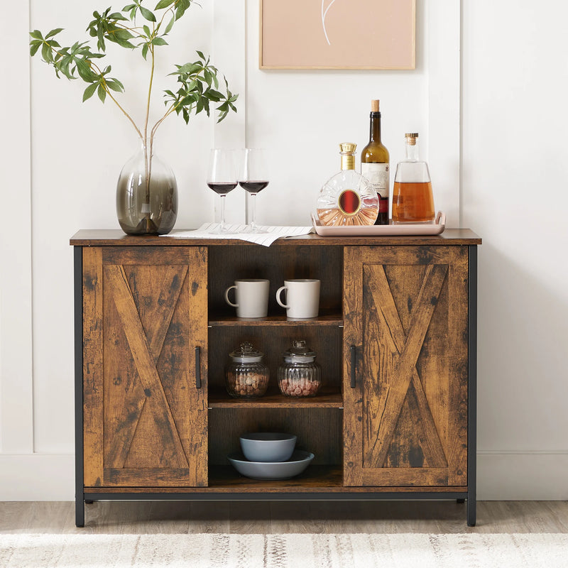 Buffet Table Sideboard Storage Cabinet with Barn Doors