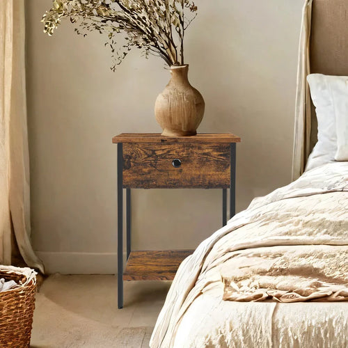Table with Drawer and Shelf – Modern Nightstand for Bedroom & Living Room