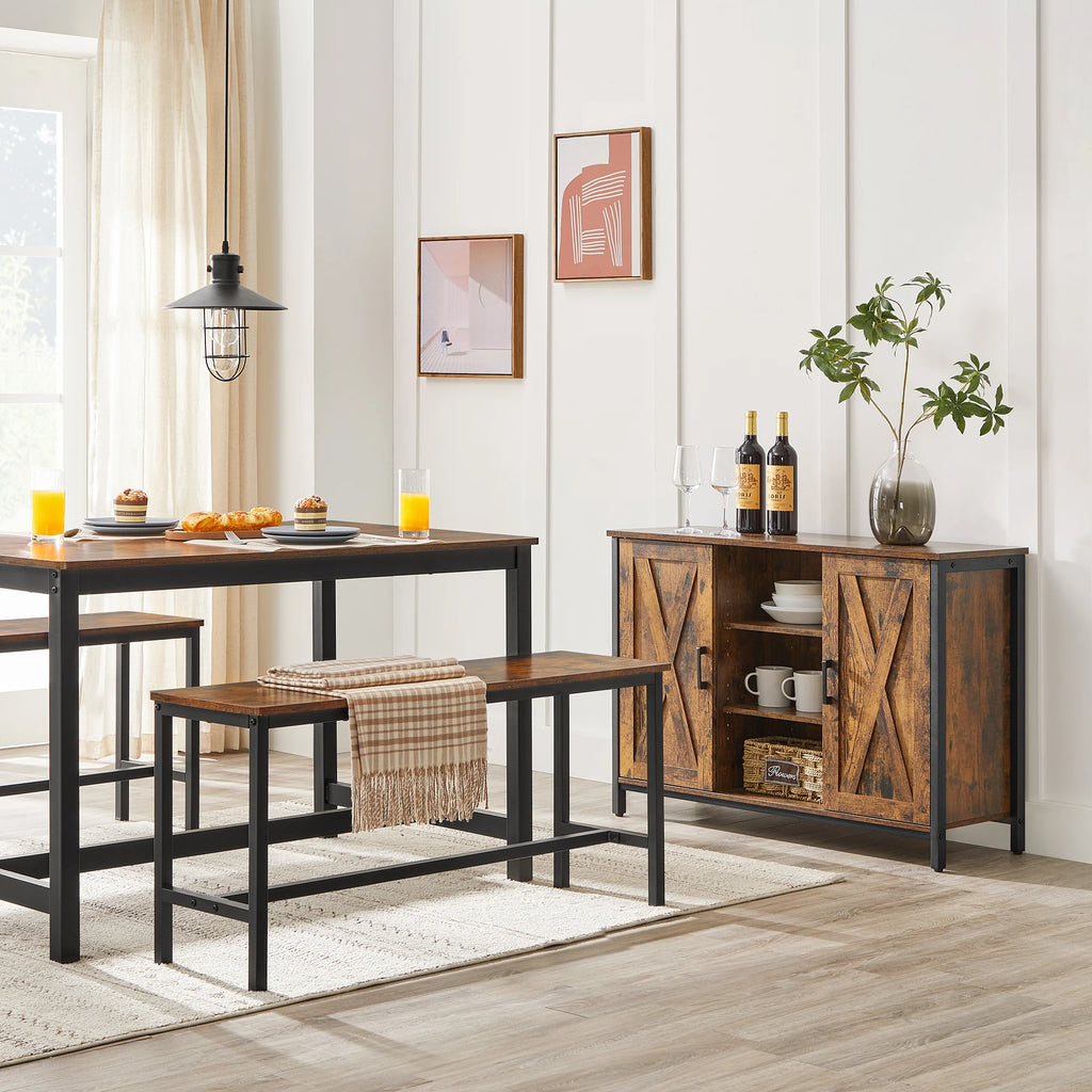 Buffet Table Sideboard Storage Cabinet with Barn Doors