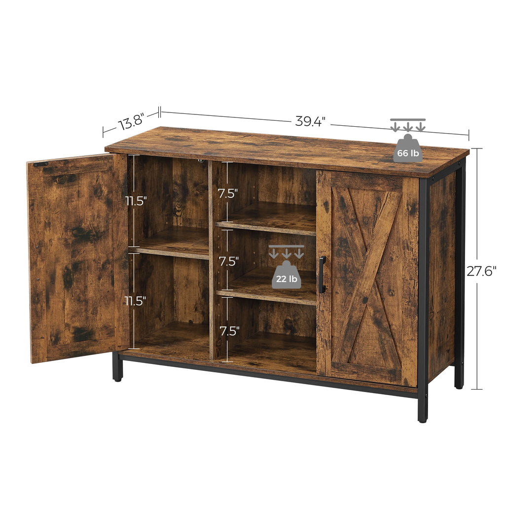 Buffet Table Sideboard Storage Cabinet with Barn Doors