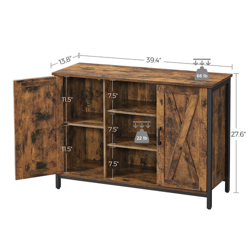 Buffet Table Sideboard Storage Cabinet with Barn Doors